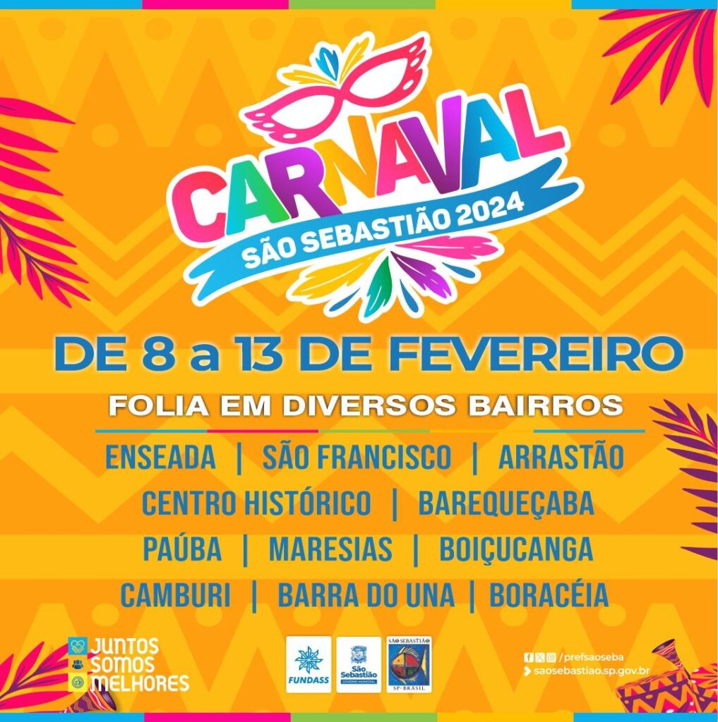 Extensa programação do Carnaval 2024 em São Sebastião promete